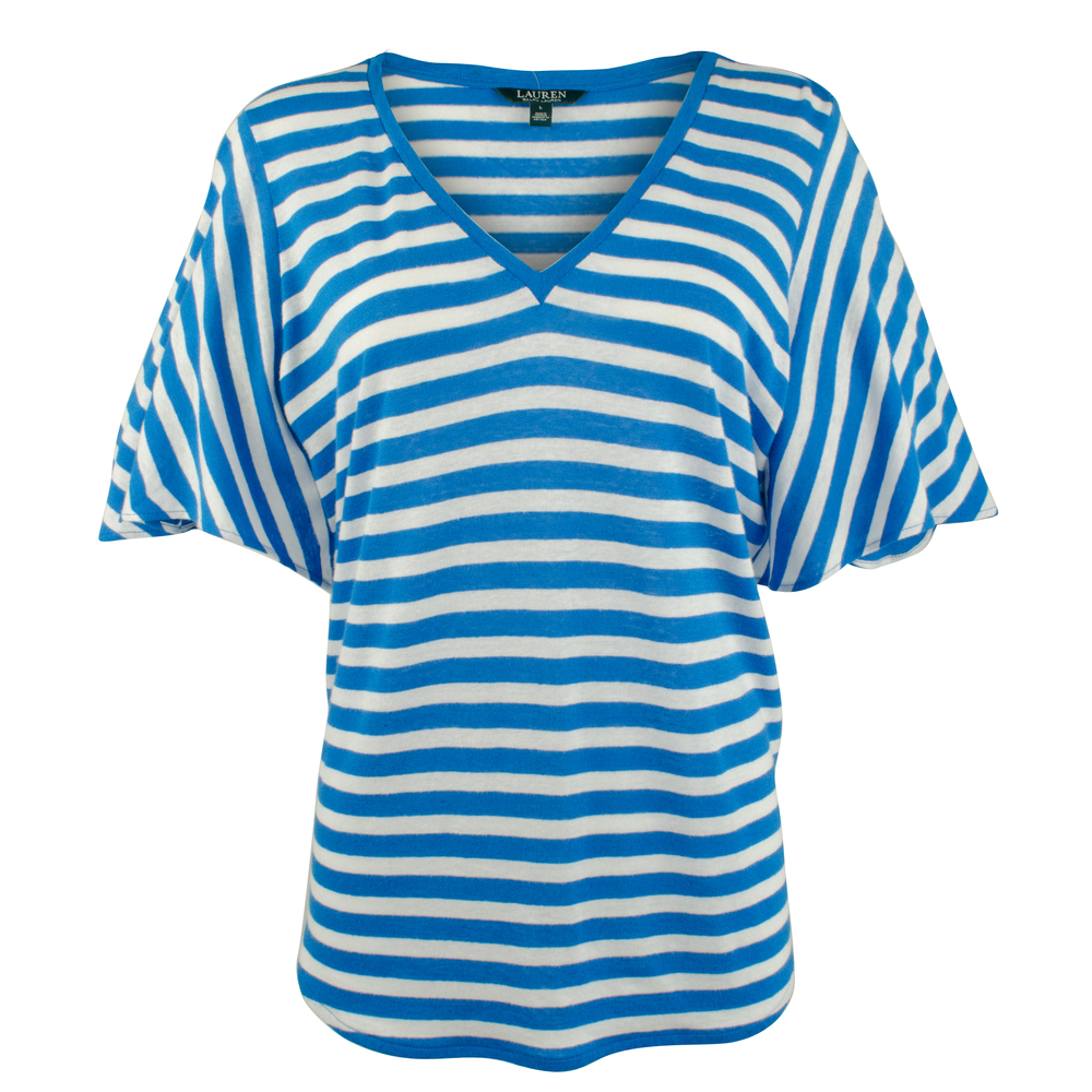 NWT Lauren Ralph Lauren Women's Striped Linen Blend Shirt-W-L $59.5